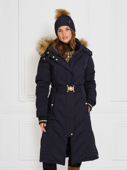 The Charlotte - Women's Padded Long Coat - Navy