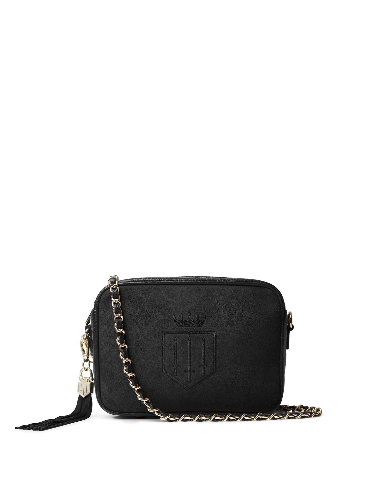 The Finsbury - Women's Crossbody Bag - Black Suede | Fairfax