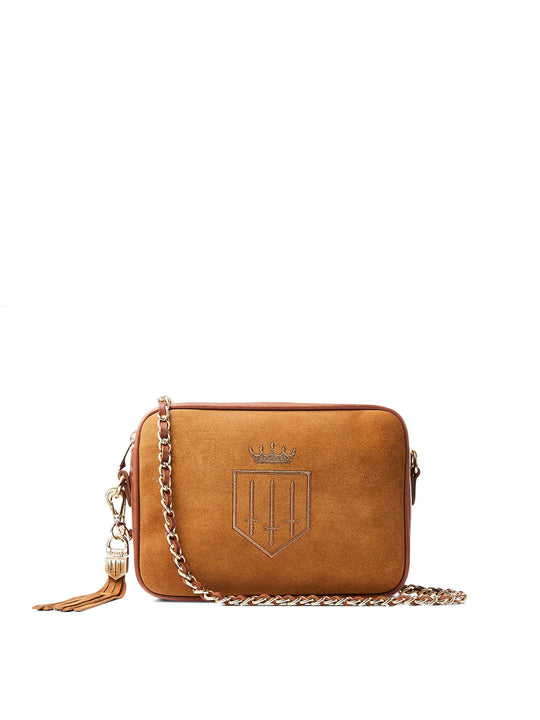 The Finsbury - Women's Crossbody Bag - Tan Suede