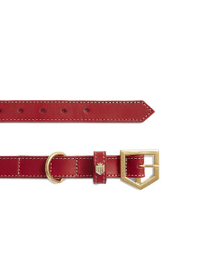 The Fitzroy - Dog Collar - Red Leather | Fairfax & Favor