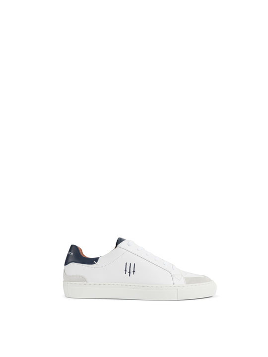 The Holbourne - Men's Trainers - White Leather, Navy & Grey