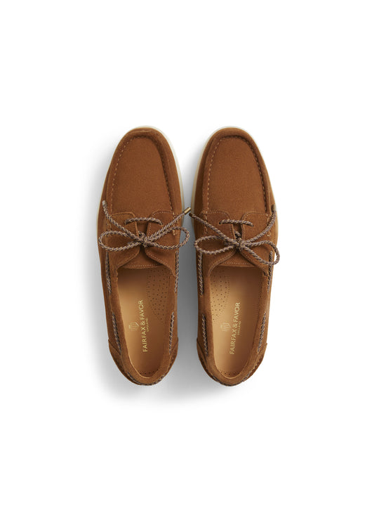 The Wells - Men's Deck Shoes - Cognac Suede