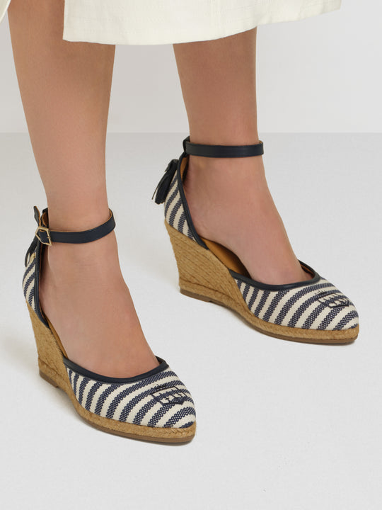The Monaco Wedge - Navy Stripe