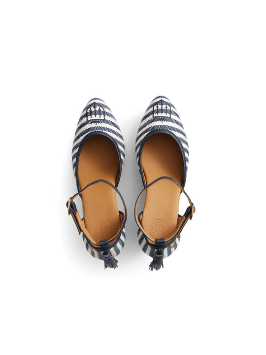 The Monaco Wedge - Navy Stripe