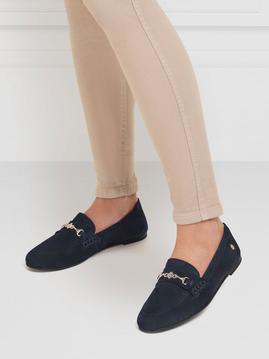 The Newmarket - Women's Loafers - Navy Blue Suede