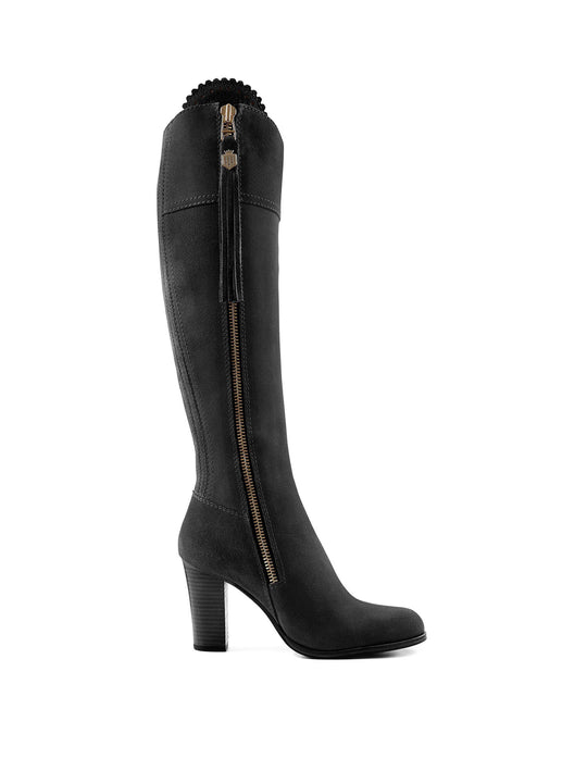 The Regina - Women's Tall High-Heeled Boots - Black Suede, Regular Fit