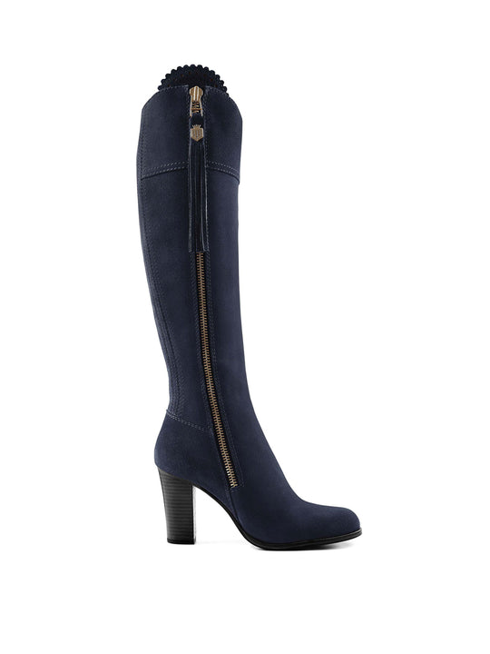 The Regina - Women's Tall High-Heeled Boots - Navy Suede