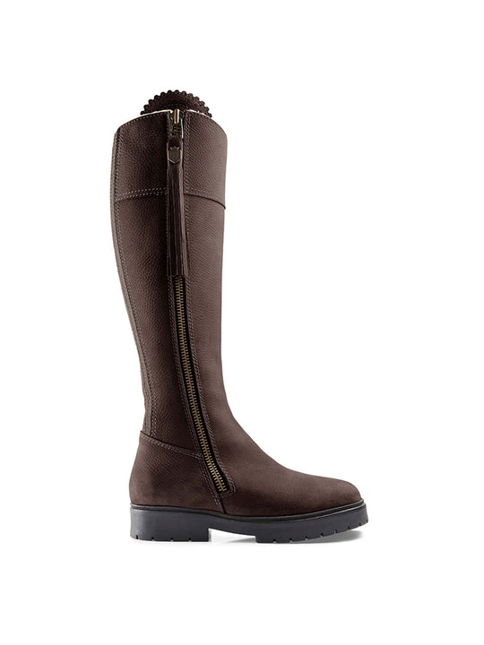 The Shearling Lined Regina - Shearling Lined Tall Boots - Chocolate Nubuck, Regular Calf