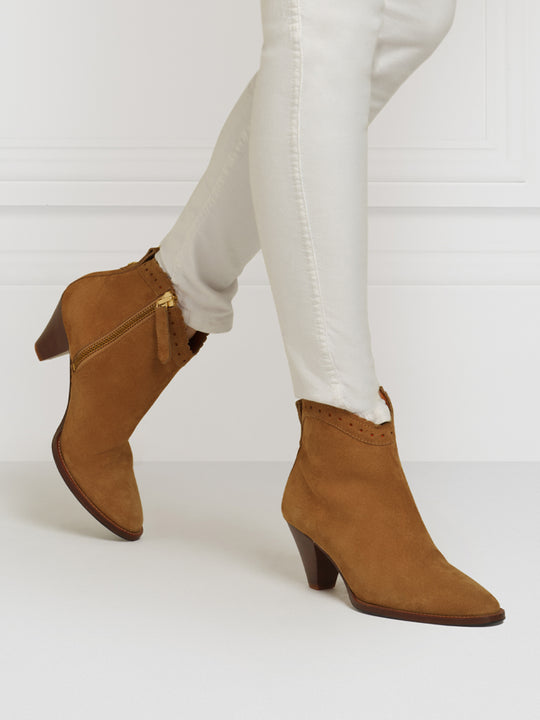 The Regina Ankle - Women's Ankle Boots - Tan Suede