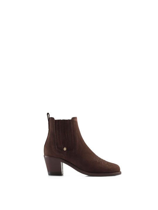 The Rockingham - Women's Heeled Ankle Boots - Chocolate Suede