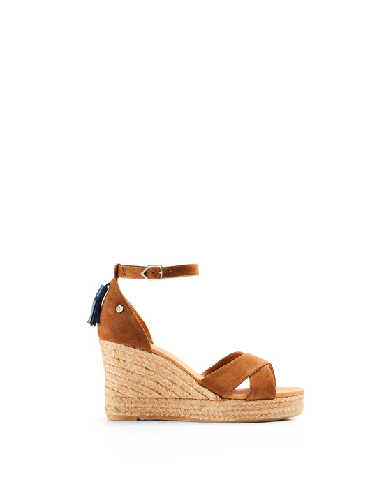 The Valencia - Women's Wedge Sandals - Tan Suede