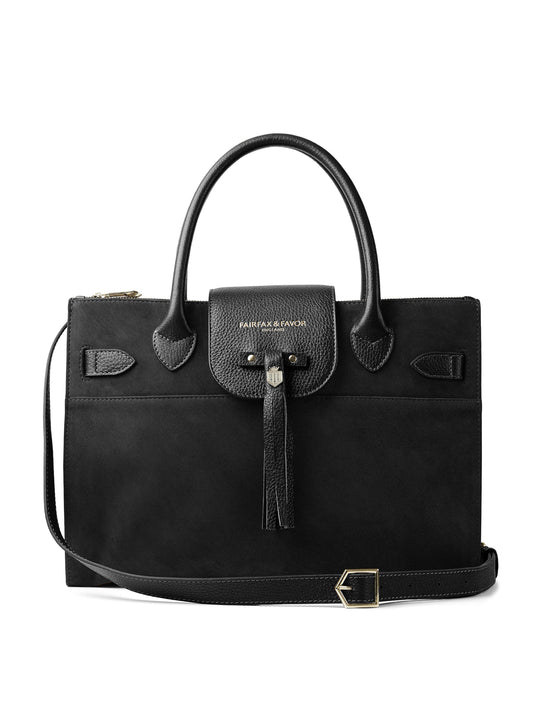 The Windsor - Women's Work Bag - Black Suede